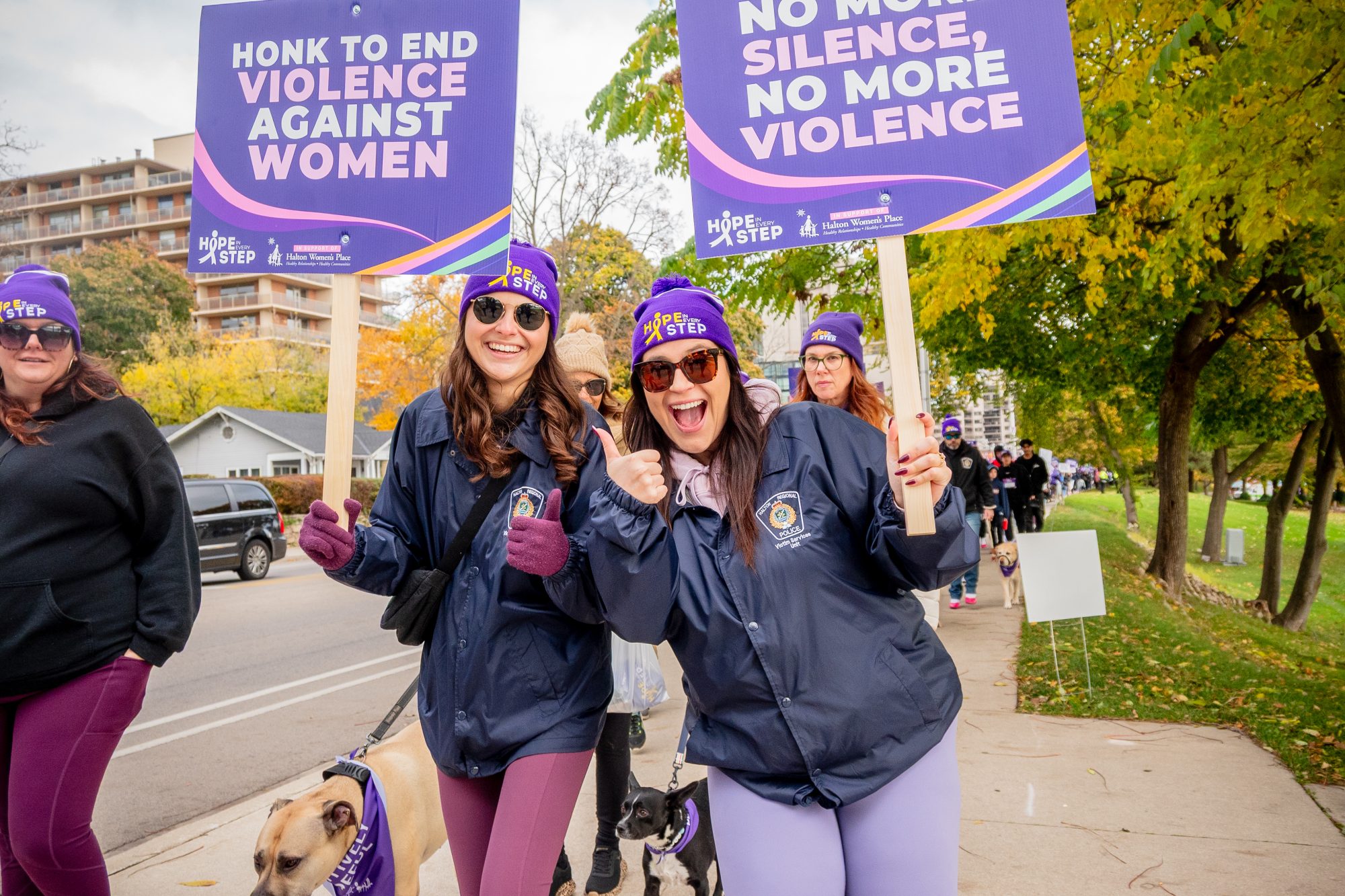 People walking with signs